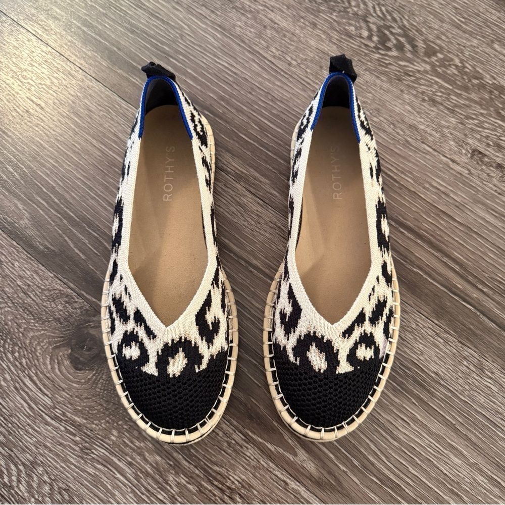 Rothy's Black and White Knit Espadrille Flats